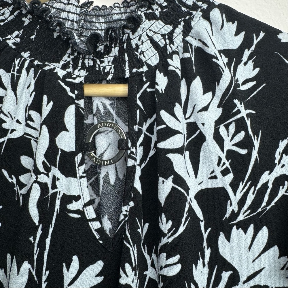 Adrienne Vitadini Floral Black and White Women's Top - Picture 3 of 7